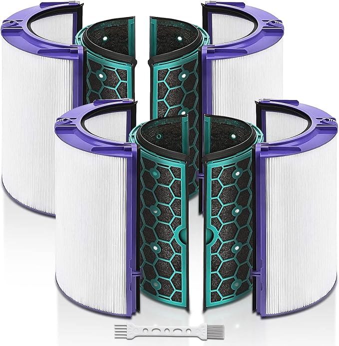 2 Pack Replacement True Filter for Dyson TP04 TP06 TP07 TP09 TP10 HP04 HP06 HP07 HP09 HP10 PH01 PH02 PH04, Fan Sealed Two Stage 360° Filter System Pure Cool & Activated Carbon