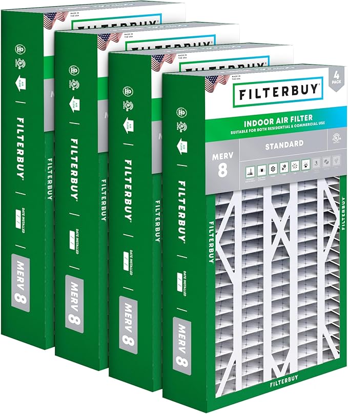 Filterbuy 16x26x5 Air Filter MERV 8 (MPR 700) Dust Defense (4-Pack), Pleated HVAC AC Furnace Filters for Electro-Air, Emerson, White Rodgers, & Comfort Plus (Actual Size: 16.00 x 25.75 x 4.88)