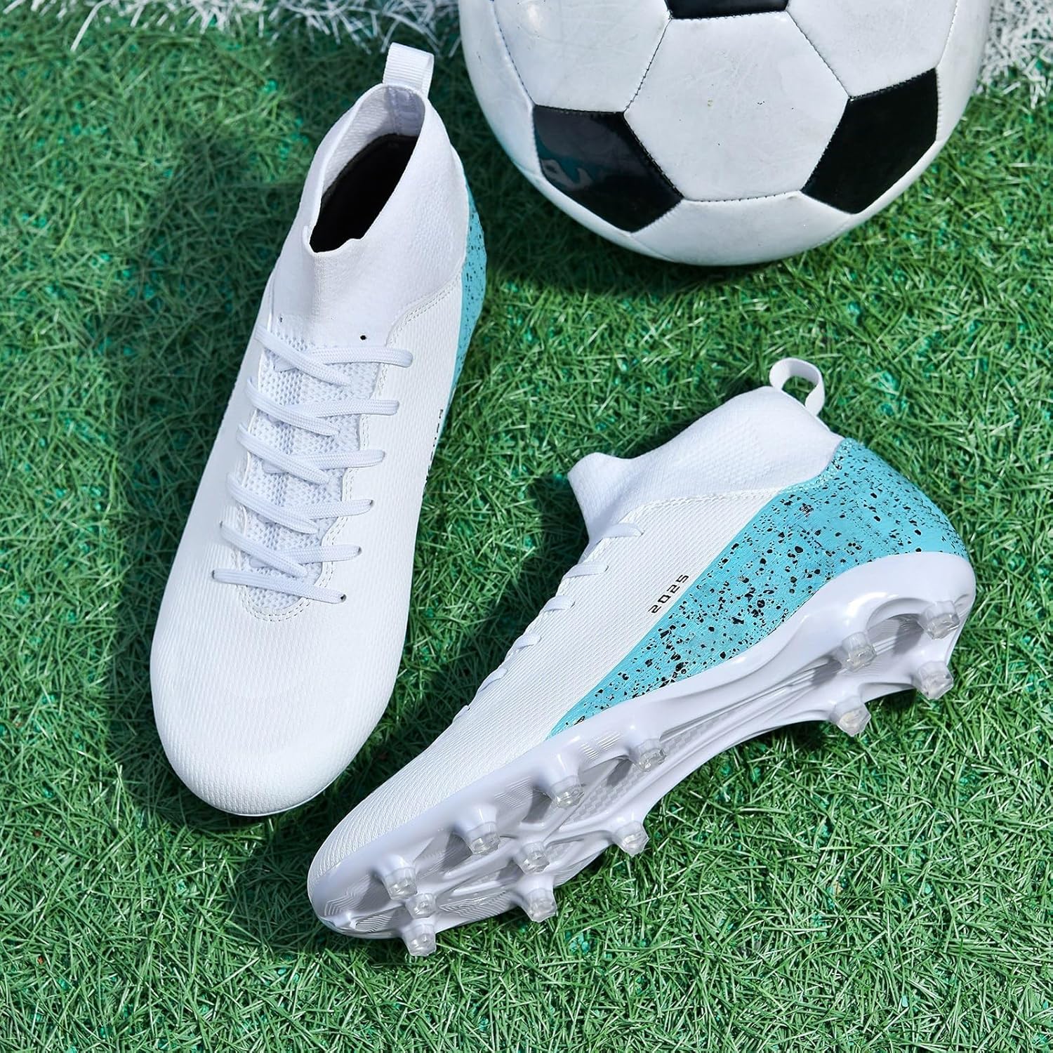 Soccer Cleats for Mens Womens Indoor Soccer Shoes Unisex Baseball Turf Shoes Youth Rugby Shoes Adult AG FG TF Football Boots Wide Training Sneaker