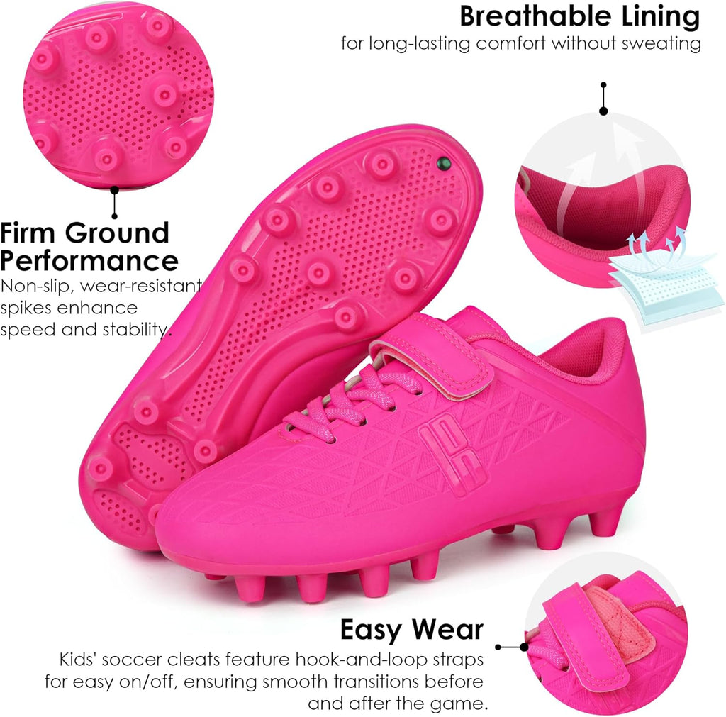brooman Kids Firm Ground Soccer Cleats Boys Girls Football Cleats with Soccer Socks