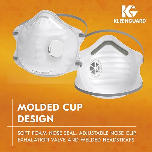 Kleenguard™ 3300 Series N95 Particulate Respirator (54626), RA3315V Molded Cup Style, NIOSH-Approved, Exhalation Valve, Regular Fit, White (10 Respirators/Box)-FlexoryFit
