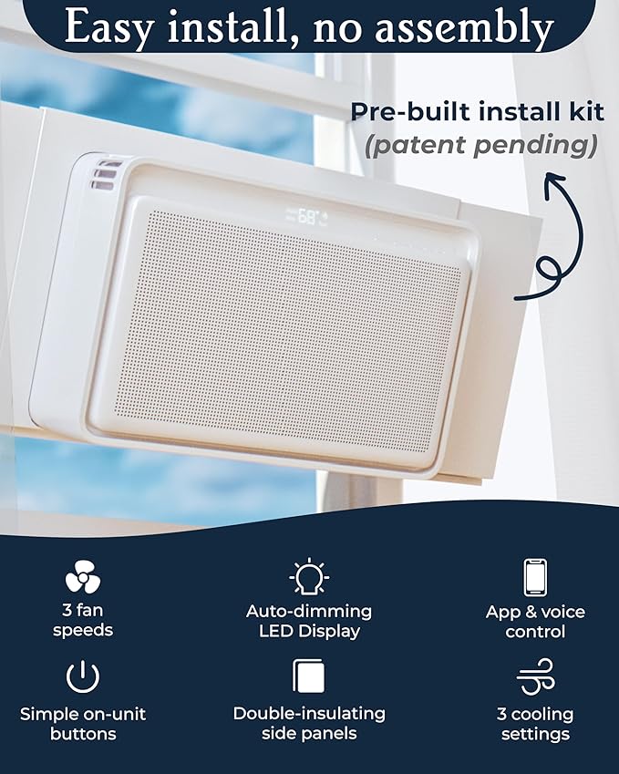 Windmill 12,000 BTU Inverter Window Air Conditioner with WhisperTech - Ultra-Quiet & Smart, Cools up to 550 Sq. Ft. - Easy Install, App/Wi-Fi, Voice-Enabled, Remote Control, High Energy Efficiency