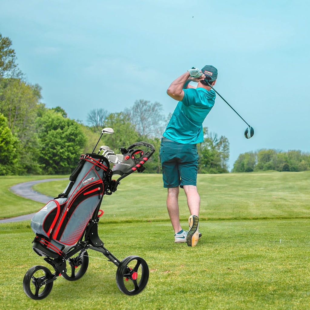 Golf Push Cart Series: 2-Wheel, 3-Wheel, 4-Wheel & 360° Swivel Front Wheel