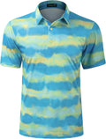 TAPULCO Mens Quick Dry Polo Shirts Camouflage Pattern Performance Athletic Lightweight Breathable Casual Golf Tshirts