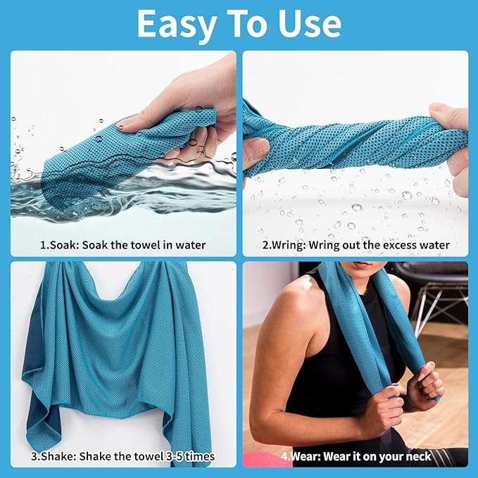 YESLIFE 4 Pack Cooling Towel 40"x12", Gym Towels for Men and Women, Soft Breathable Workout Towels for Yoga, Running, Sport, & More (Grey, Dark Blue, Purple, Blue)-FlexoryFit