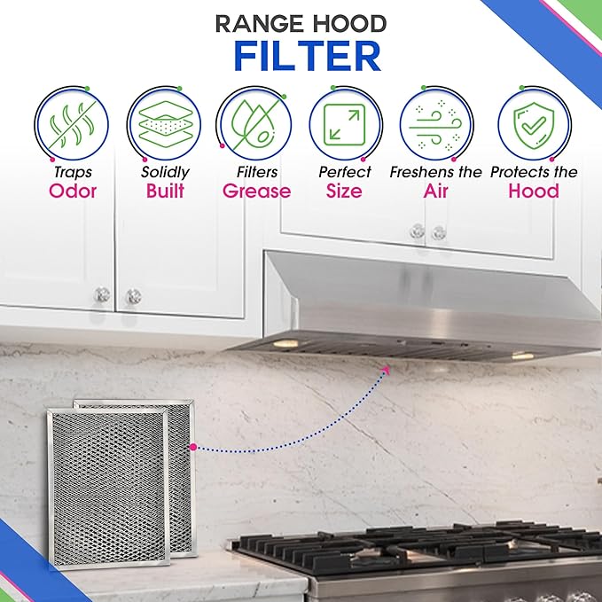 Bagean Stove Hood Vent Filter 8.50" x 11.25" LL62F Charcoal Grease Combo - Fits Ductless Broan Range Hood Filter Replacement - Metal Screen Filters Grease and Carbon Freshen Kitchen Stove Air (1-Pk)