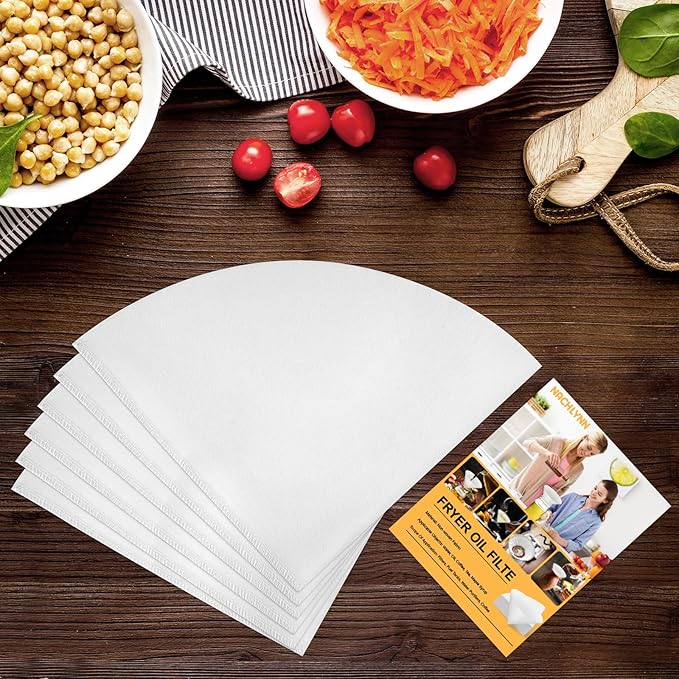 NACHLYNN Fryer Oil Filter 100pcs 10 inch Cooking Oil Filter Kitchen Oil Filters Non-Woven Filter Cones Maple Syrup Filters Beeswax Filters Grease Filter Cones for Restaurant Kitchen Cafe