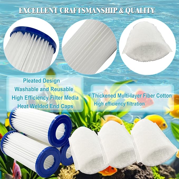 3 Pack Replacement Micron Cartridges, 3 JH Floss Sleeves, and 3 Foam Gaskets for MarineLand Magnum Polishing Internal Canister Filter; Micron Cartridge PA0140, ML90769 Rite-Size JH Floss Sleeve