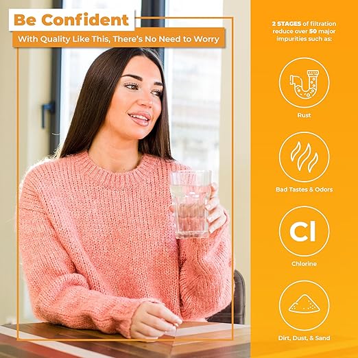 Rotek Water Systems Whole House Water Filtration System | 2-Stage Water Filter System | PHO & ACB | Clean Drinking Water | Polyphosphate Anti-Scale & Carbon Filter | 20 Inch