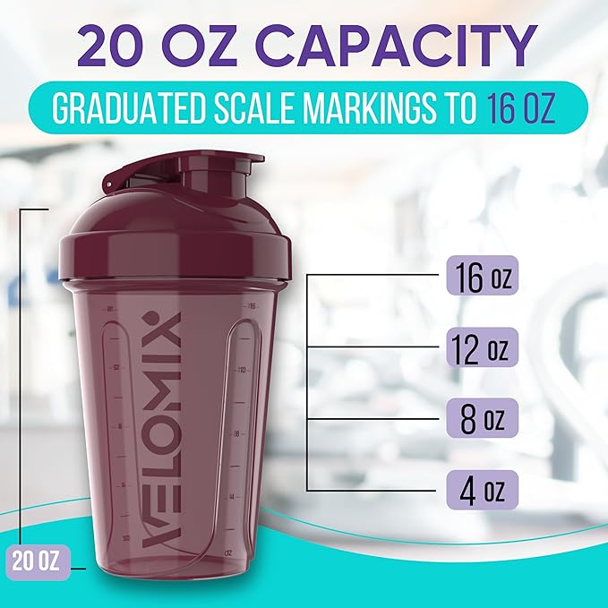 '-6 PACK- Shaker Cups for Protein Shakes 20 oz - 6x Wire Whisk | Leak Proof Protein Shaker Bottle for Protein Shakes, Shaker Bottle Pack for Pre & Post Workout, Shaker Cup (Mood Tones)-FlexoryFit