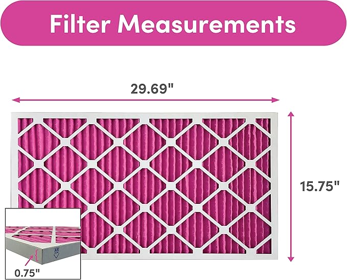 16x30x1 Air Filter by Colorfil | Color Changing Filters for Cat and Dog Odor | MERV 8 Furnace AC Filter for Pet Hair and Dust | 15.75"x29.75"x0.75" Exact Size | Pack of 4