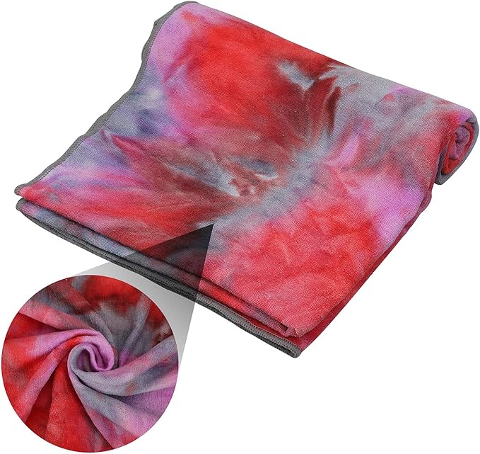 Yoga Towels , Non Slip Hot Yoga Towel Skidless Waffle Texture, 100% Absorbent Odorless Microfiber Yoga Blanket, Standard Sized 24 inchx72 inch Mat Towel (Pink & Red)1-FlexoryFit