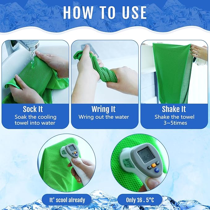 Hosuly 30 Pack Cooling Towels, 40"x12" Ice Breathable Soft Chilly Sweat Rag Microfiber Workout Rags for Gym Cooling Towels for Neck and Face for Yoga Golf Sport Running-FlexoryFit