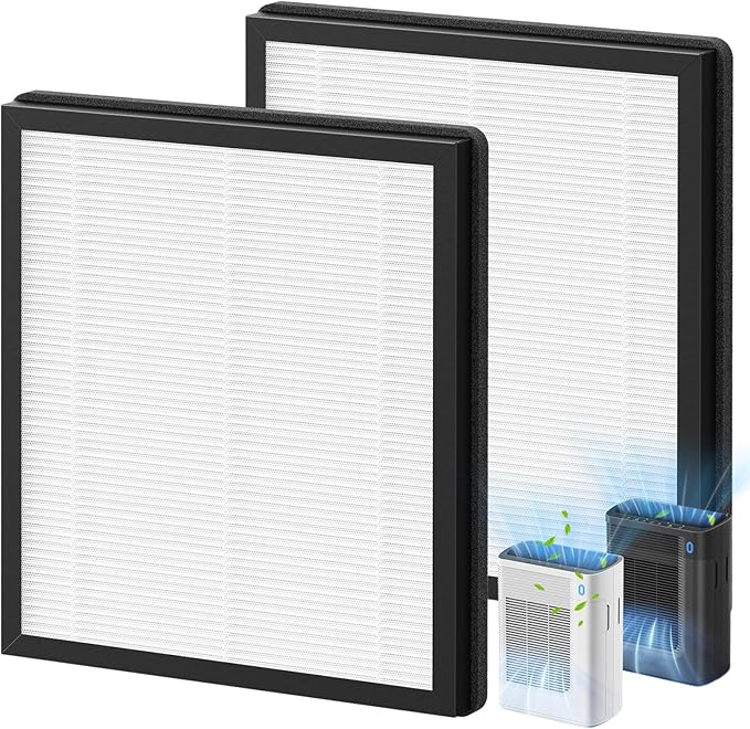 T356 Replacement Filter Compatible with Trucozie T356 Air Purifi-er, 3-IN-1 HEPA and High-Efficiency Activated Carbon Filter for Dust Pollen Pet Hair & Odors Smoke Wildfire, 2 Pack