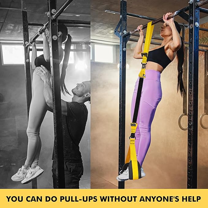 HPYGN Pull Up Assistance Bands, Heavy Duty Resistance Band for Pull Up Bar, Adjustable Weight/Size with Fabric Feet/Knee Rest, Bands for Pull Up Assist for Strength Training, Pull Up Assist Band-FlexoryFit