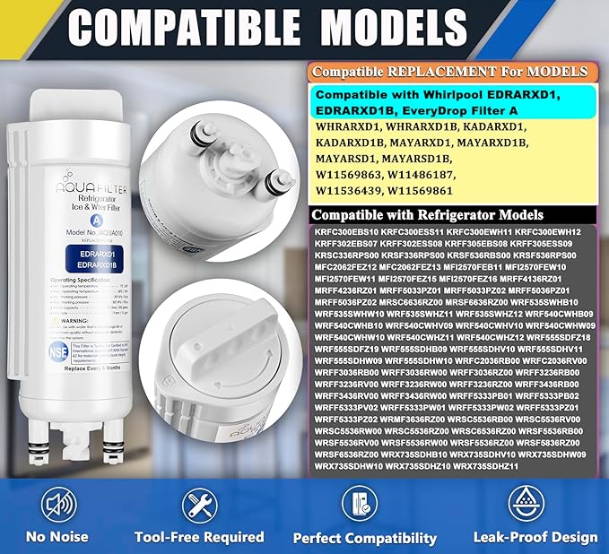 EDRARXD1 Water Filter Replacement, Compatible with EDRARXD1, Filter A, EDRARXD1B 3 PACK