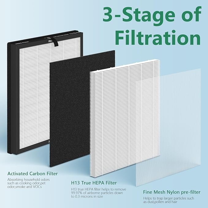 4 Pack HAP603 Replacement Filter Compatible with ECOSELF HAP603 Air Purifier, # RFHAP603, White