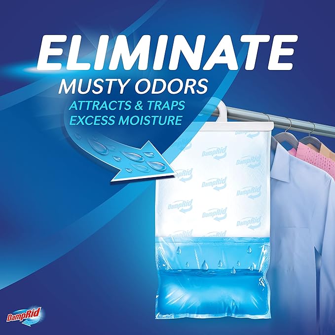 DampRid Fresh Scent Hanging Moisture Absorber, 15.4 oz., 6 Pack - Eliminates Musty Odors for Fresher, Cleaner Air, Ideal Moisture Absorbers for Closet, 10% More Moisture Absorbing Power*