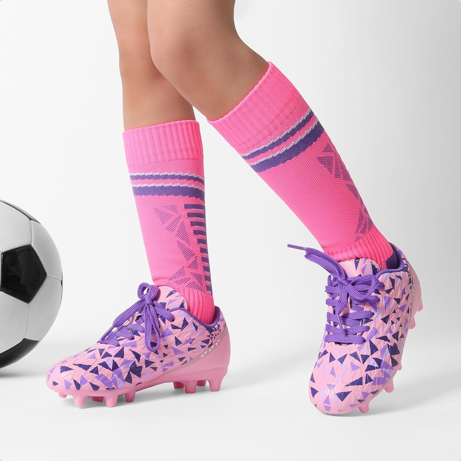 DREAM PAIRS Boys Girls Soccer Cleats Youth Firm Groud Athletic Outdoor Trainning Football Shoes for Little/Big Kid