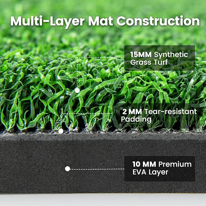 Tangkula Golf Hitting Mat, Artificial Turf Mat for Indoor/Outdoor Golf Practice Includes 2 Rubber Tees & 2 Alignment Sticks, Golf Training Mat for Home Backyard Garage