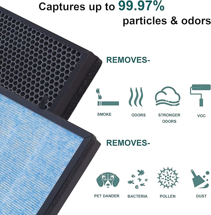 2-Pack AP1002 Replacement Filter AP1002-RF, Compatible with AIRTOK AP1002 Air Purifier and Airthereal Pure Morning APH230C Air Purifier, H13 True HEPA
