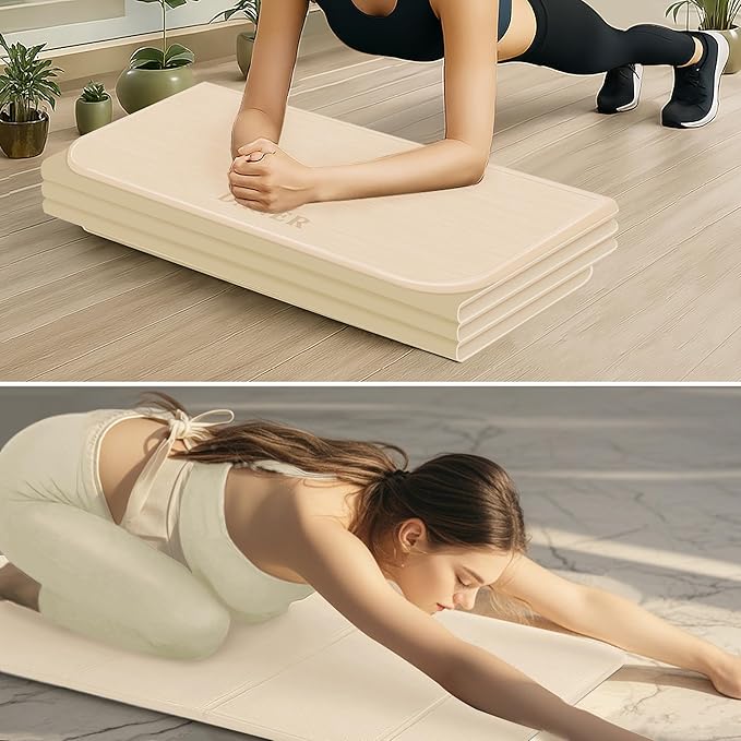 Foldable Yoga Mat 12mm Extra Thick Joint Protection,Portable Design for Travel/Pilates/Board/Camping,Environmental Sports Mat Non-Slip Gym Mat,Odorless POE Material-FlexoryFit