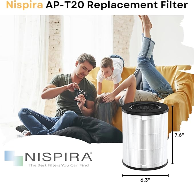Nispira AP-T20FL True HEPA Replacement Filter Compatible with TotalClean 360° Tower Air Purifier AP-T20 AP-T20WT, 1 Pack