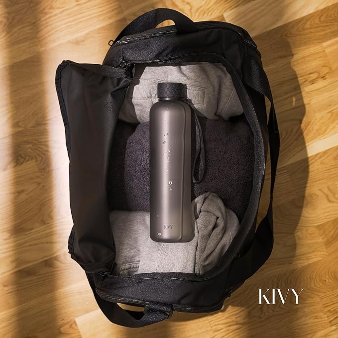 KIVY Slim Water Bottle 32oz [Lightweight & Shatterproof] Fits Backpack & Cupholder for Travel, Sports, School - Blue water bottle no straw - Cute aesthetic water bottles screw top - Dishwasher Safe-FlexoryFit
