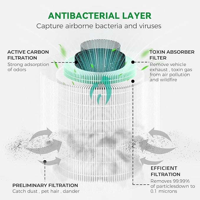 Afloia Toxin Romover Filter for KILO/KILOPRO/KILOPLUS/MIRO/MIROPRO Air Purifiers, 2 Packs