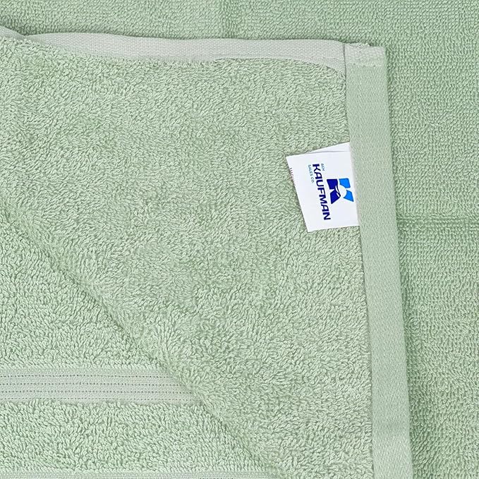 Kaufman - Premium Hand Towels Set for Bathroom, Spa, Gym, and Face Towel 100% Cotton Ring Spun, Ultra Soft Feel and Highly Absorbent Towels (12, SAGE Green)-FlexoryFit