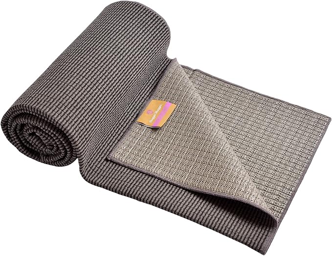 Hugger Mugger Yoga Towel - Graphite - Soft, Absorbent, Fast Drying, Non-Slip Backing, use by iteself or Over a Yoga mat, hot Yoga, Helps with Slippery Hands and feet-FlexoryFit