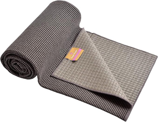 Hugger Mugger Yoga Towel - Graphite - Soft, Absorbent, Fast Drying, Non-Slip Backing, use by iteself or Over a Yoga mat, hot Yoga, Helps with Slippery Hands and feet-FlexoryFit