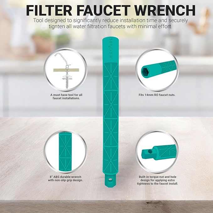 Non Air Gap RO Water Filtration System Water Dispenser Spout (Chrome). Euro Style with Faucet Wrench NSF Certified.