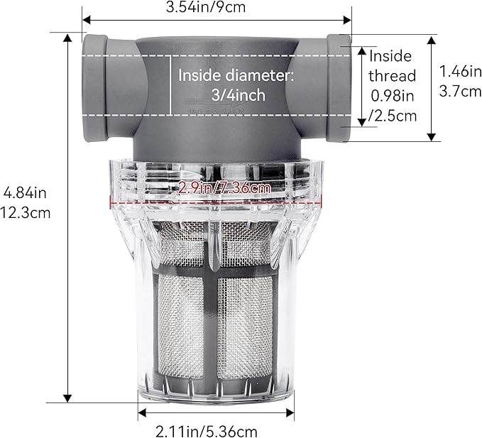 3/4'' Female NPT in-Line Strainer - Garden Hose Filter for High Pressure Washer, Sediment Filter with 30 Mesh Stainless Steel Screen (3/4'' 30 Mesh)