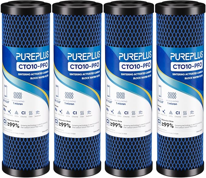 1 Micron 2.5" x 10" Whole House CTO Carbon Water Filter Cartridge Replacement by PUREPLUS