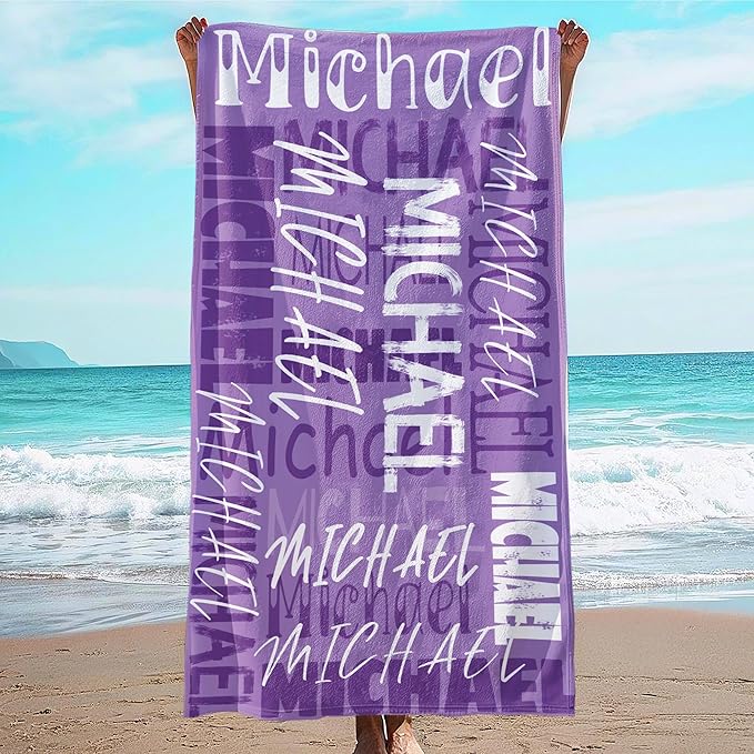 JML Personalized Beach Towel with Name, Custom Beach Towel with Name, Customized Microfiber Pool Towel, Quick Dry & Absorbent Swim Towel for Adult,Anniversary, Birthday, Summer Holiday,Vacation-FlexoryFit