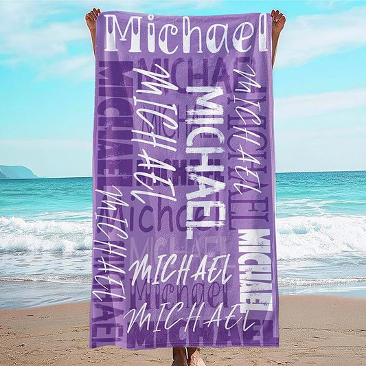 JML Personalized Beach Towel with Name, Custom Beach Towel with Name, Customized Microfiber Pool Towel, Quick Dry & Absorbent Swim Towel for Adult,Anniversary, Birthday, Summer Holiday,Vacation-FlexoryFit