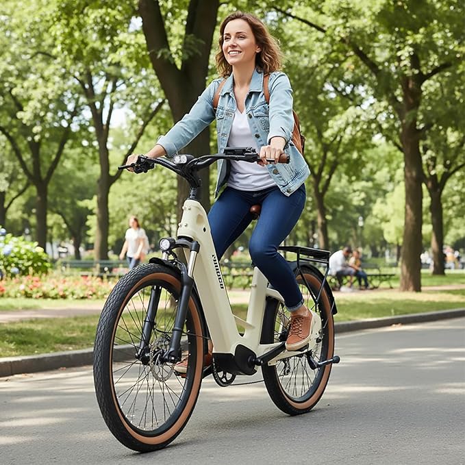 Carbon Fiber Electric Bike, 48V Dual Battery 128 Miles Ebike, Peak 1000W Motor 25MPH, 26'' Big Tires, 7-Speed, Hydraulic Brakes, Front Suspension Electric Bicycle for Men/Women Commuter