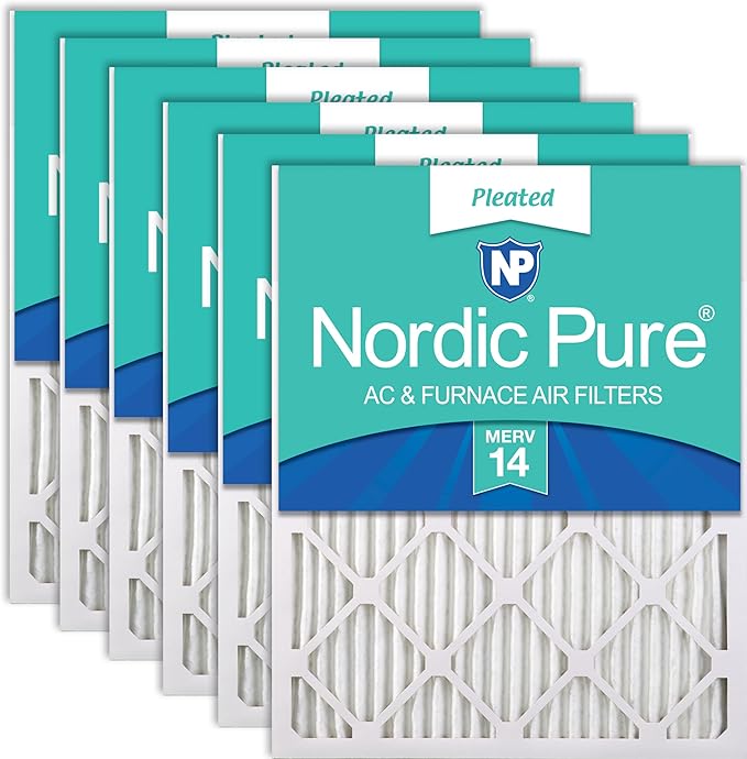 Nordic Pure 12x12x1 (11 3/4 x 11 3/4 x 3/4) Pleated MERV 14 Air Filters 6 Pack