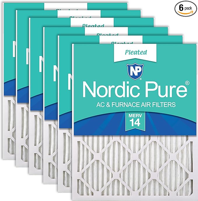 Nordic Pure 20x25x1 (19 1/2 x 24 1/2 x 3/4) Pleated MERV 14 Air Filters 6 Pack