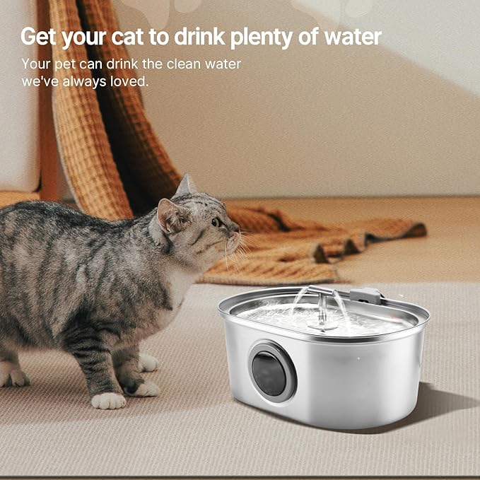 32 Pcs Cat Water Fountain Filters,16 Pack Cat Water Fountain Replacement Filters & 16 Pack Pre-Filter Sponges,Pet Fountain Filter Replacement for 3.2L/108oz Stainless Steel Fountain