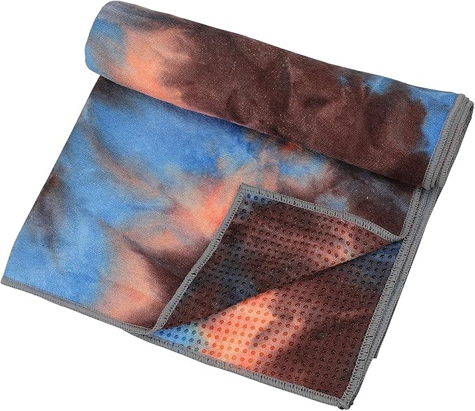 Yoga Towels , Non Slip Hot Yoga Towel Skidless Waffle Texture, 100% Absorbent Odorless Microfiber Yoga Blanket, Standard Sized 24 x72 in Mat Towel,for Hot Yoga, Bikram, Pilates ( Blue & Grey)…1-FlexoryFit