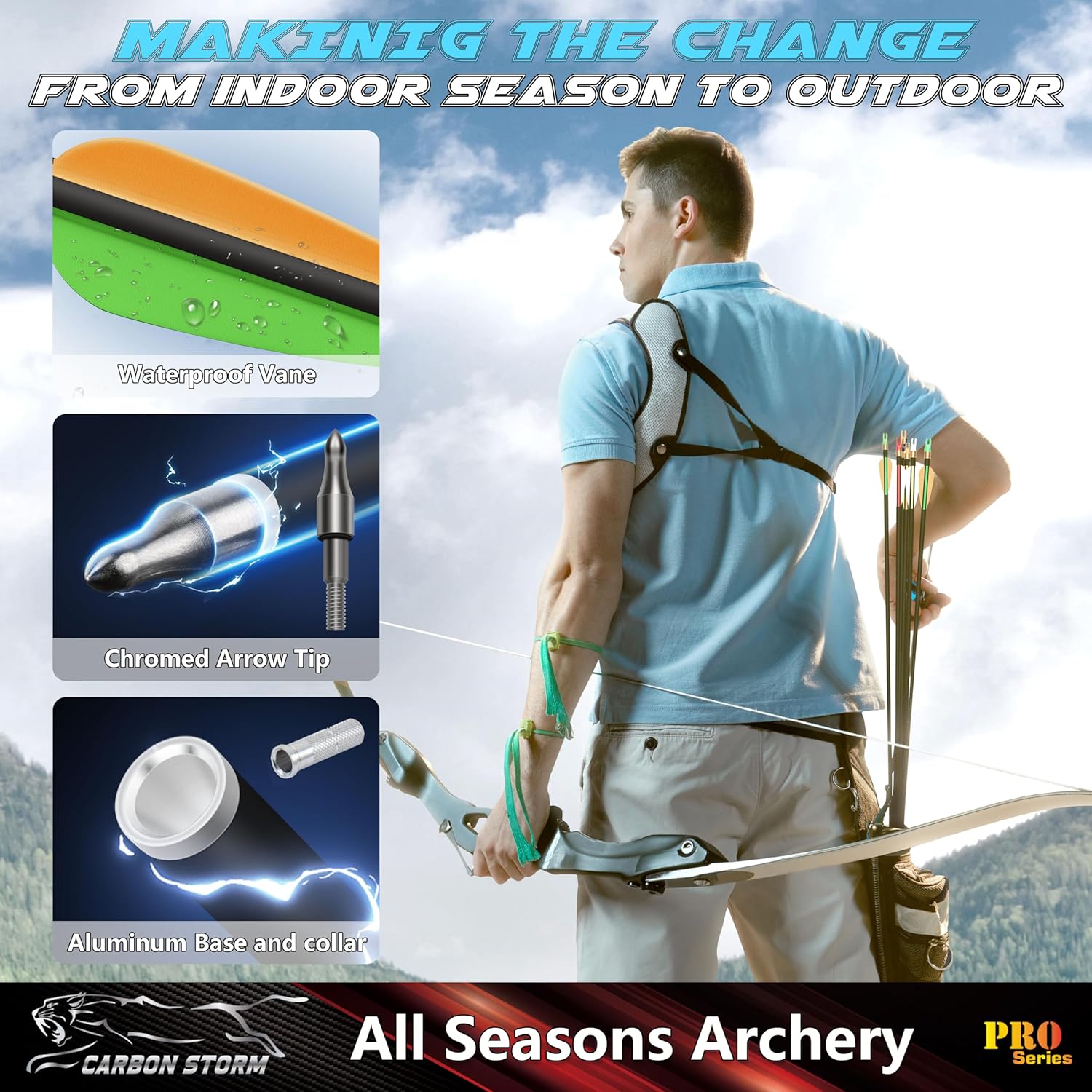 SUNYA 12-Pack 30 Inch Carbon Arrows Spine 500 or 400 for 40-60 LBS Bows｜Switch to Recurve/Compound Modes, Anti-Loose O-Ring & TPU Vanes for Hunting/Target Practice