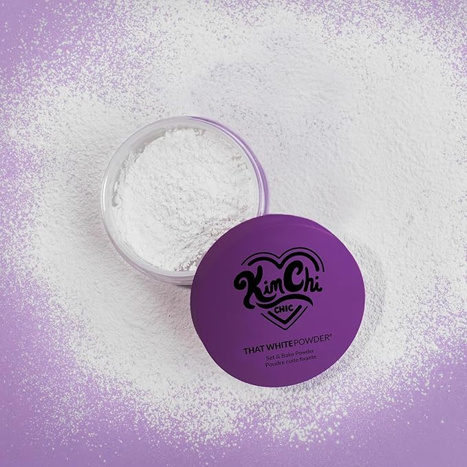 Kimchi Chic Beauty That WhitePowder Set and Bake Mattifying Setting Powder for Makeup, Extra Fluffy Loose Face Powder Poof, Soft Natural Face Makeup Helps Minimize the Appearance of Fine Lines, White-FlexoryFit