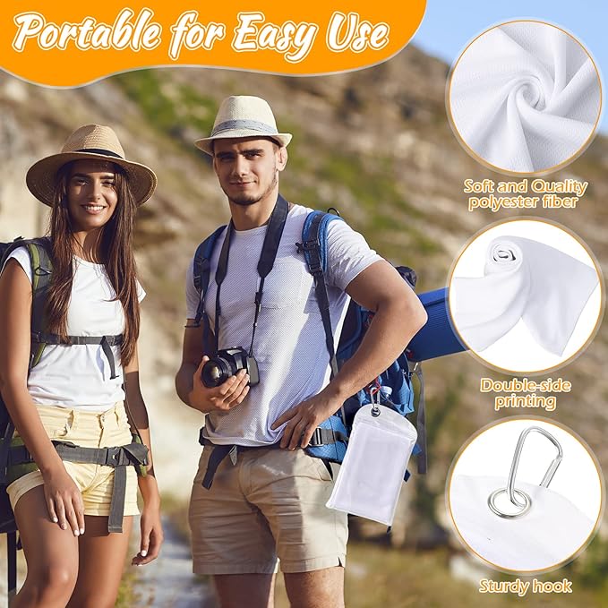 20 Pcs Cooling Towel 40" x 12" Ice Towel for Neck and Face Microfiber Chilly with Bag Breathable Yoga Gym Stay Cool Towels Sweat Rag for Workout Running Camping Pilates Beach Accessories (White)-FlexoryFit