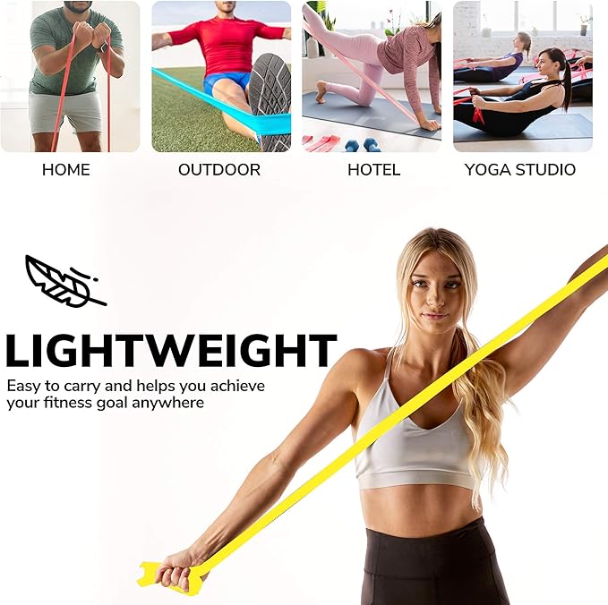 7Ft Long Resistance Bands for Stretching - Resistance Bands Set with Door Anchor - Exercise Bands Including Carry Pouch, E-Book & App - Latex-Free Workout Bands-FlexoryFit