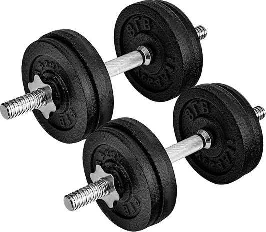 Yes4All Old School Adjustable Dumbbell Set with Weight Plates, Star Lock Collars/Connector, 40lbs to 200lbs Adjustable Weight Plates Set-FlexoryFit
