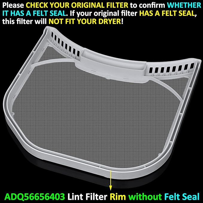ADQ56656403 Lint Filter Replacement for LG Dryers & WashTowers, Ultra Durable Dryer Lint Screen Trap, Compatible with Part Number AP7012980 PS16546780