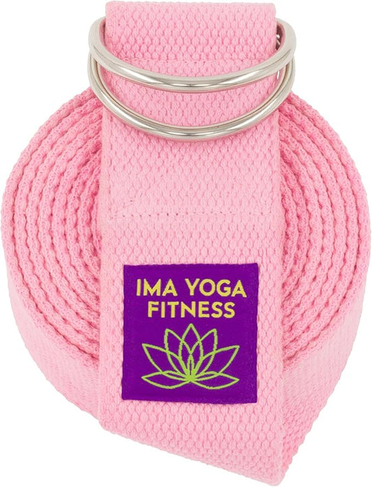 Adaptive Yoga Strap, Stretching Strap, 2 Inches Wide, 100% Naturally Soft Cotton, Steel D-Rings, Includes Natural Cotton Drawstring Storage Pouch and Instructional E-Book-FlexoryFit