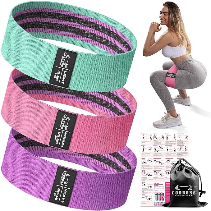 Fabric Resistance Bands for Working Out - Exercise Bands for Women and Men, Booty Bands for Legs and Glute, Yoga, Pilates, Rehab, Fitness and Home Workout-FlexoryFit